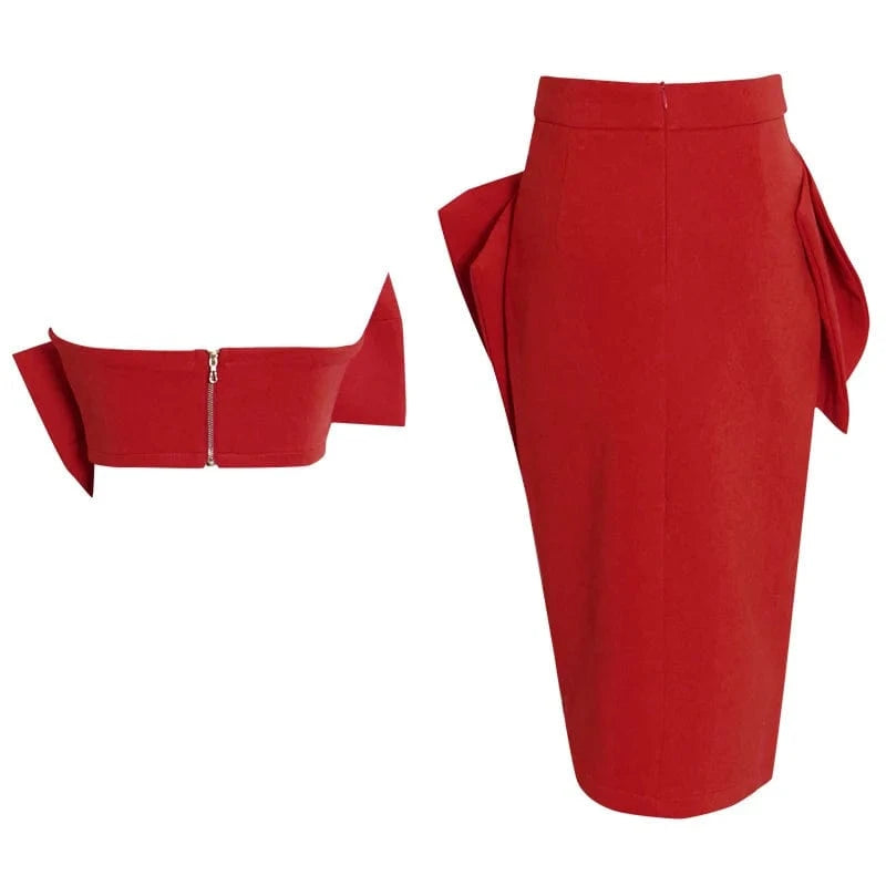 CHICEVER High Quality Solid Color Patchwork Bowknot Top Strapless Women Two Piece Skirt Set