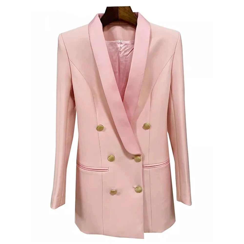 CHICEVER High Quality Solid Color Patchwork Double Breasteds Ladies Blazer For Women 2023