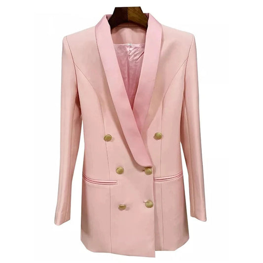 CHICEVER High Quality Solid Color Patchwork Double Breasteds Ladies Blazer For Women 2023