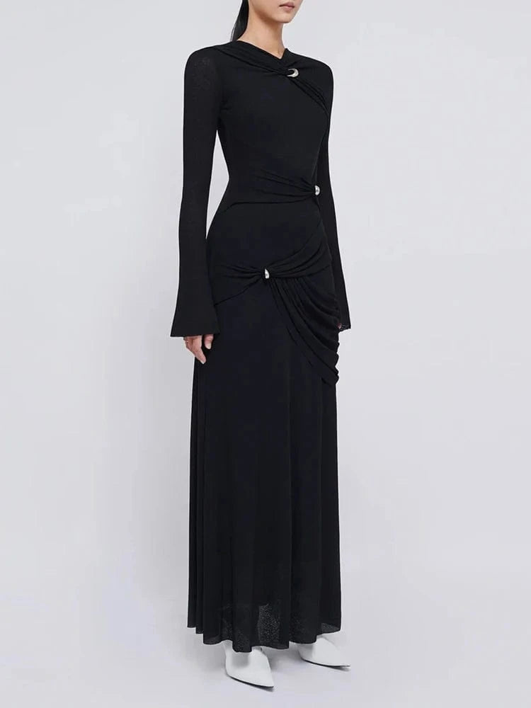 CHICEVER High Waist Minimalist Slimming Lady Dresses Elegant Casual Long Dress For Women