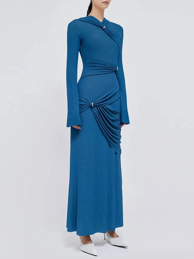 CHICEVER High Waist Minimalist Slimming Lady Dresses Elegant Casual Long Dress For Women