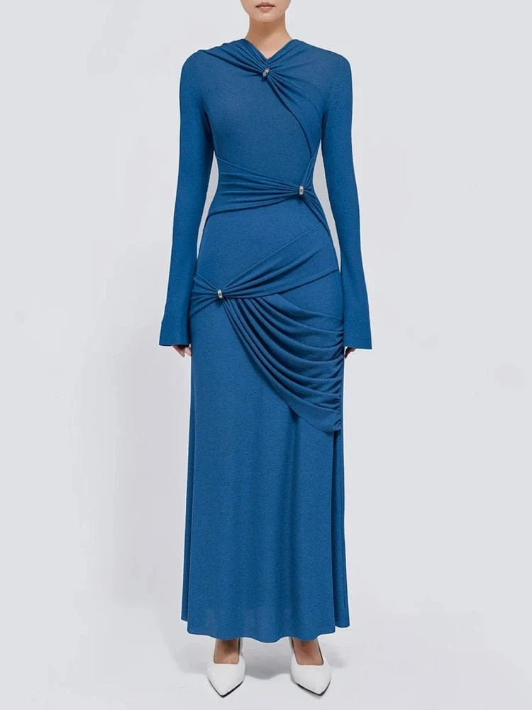 CHICEVER High Waist Minimalist Slimming Lady Dresses Elegant Casual Long Dress For Women