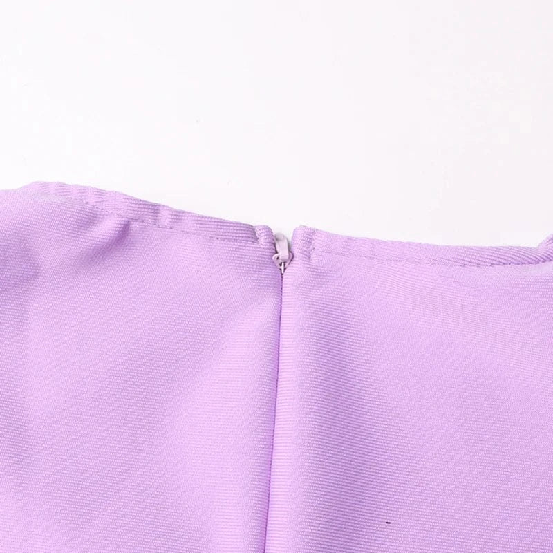 CHICEVER Hollow Out O Neck Sleeveless Patchwork Diamonds Mini Dresses Purple Dress For Women