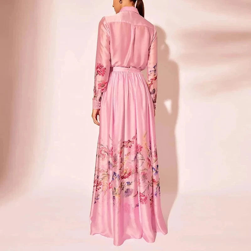 CHICEVER Lapel Long Sleeve Shirt High Waist A Line Women Casual Suits Cotton Two Pieces Set