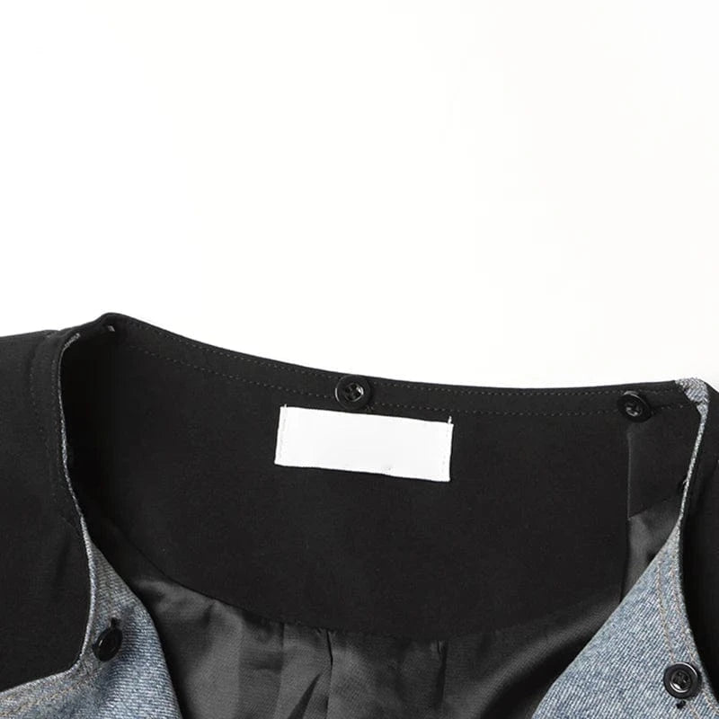 CHICEVER Notched Collar Sleeveless High Waist Denim 2 Piece Women Fall Winter Sets 2023