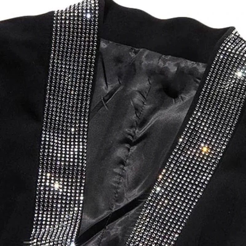 CHICEVER Patchwork Diamond Notched Collar Long Sleeve Blazer Jackets For Women 2023