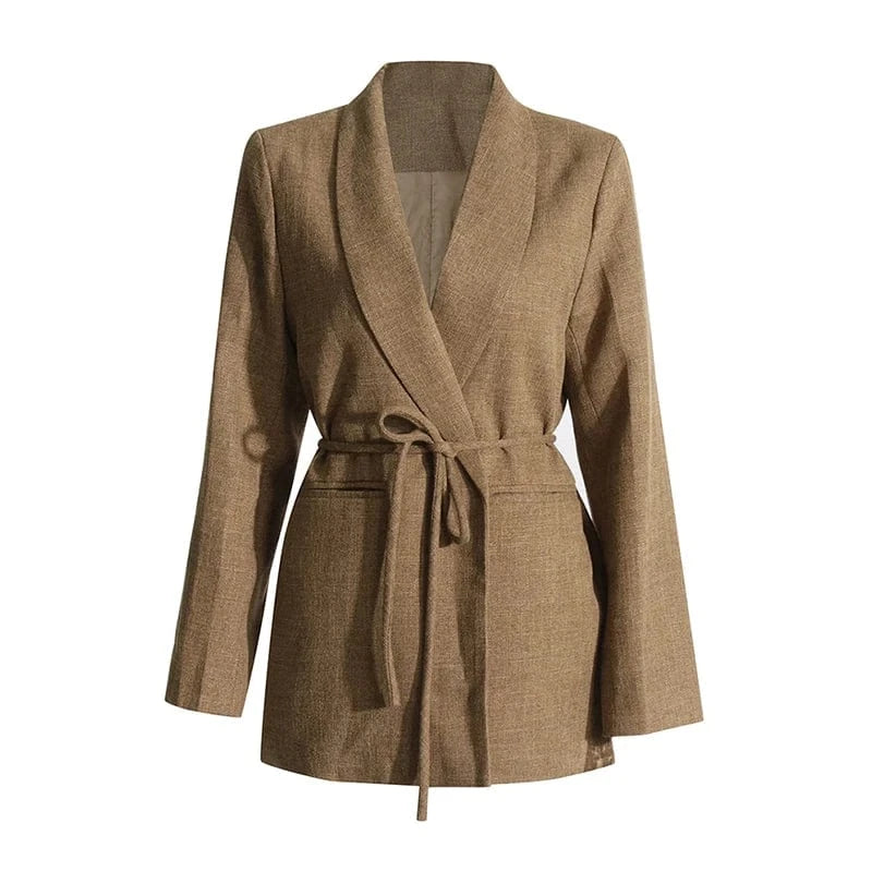 CHICEVER Patchwork Tassel Notched Collar Long Sleeve 2 Piece Sets Skirt And Top Set For Women