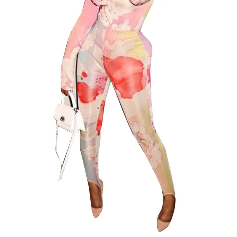 CHICEVER Printed Women'S Pants High Waist Full Length Skinny Cotton Pants For Women