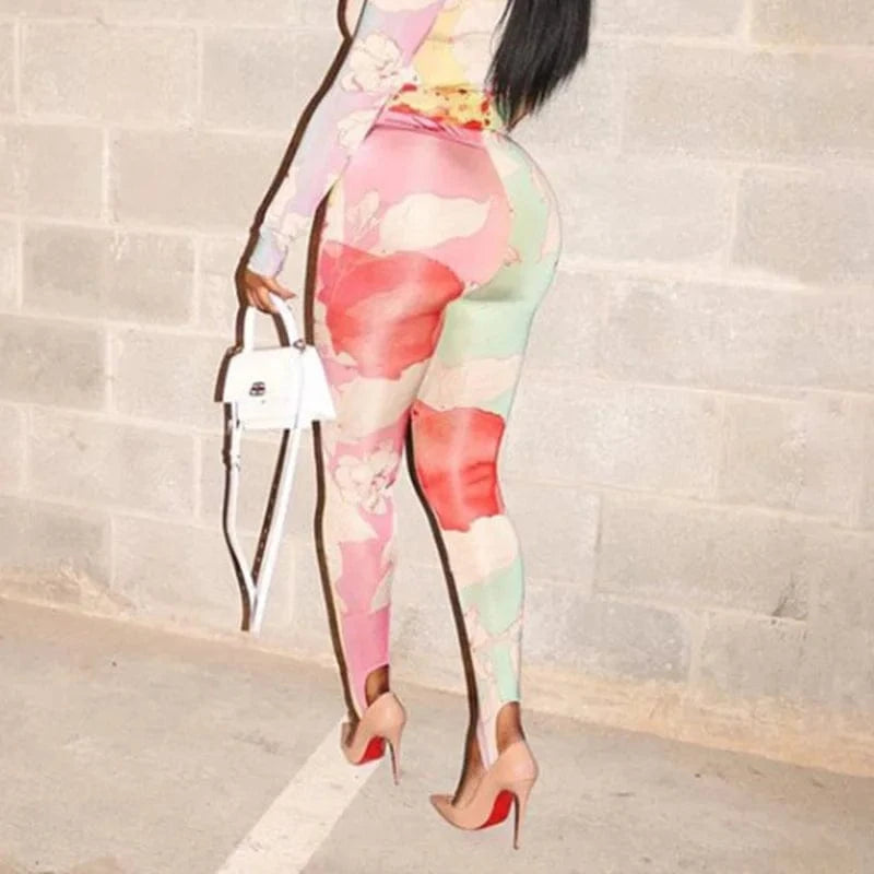 CHICEVER Printed Women'S Pants High Waist Full Length Skinny Cotton Pants For Women