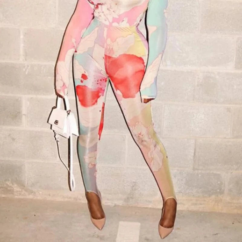 CHICEVER Printed Women'S Pants High Waist Full Length Skinny Cotton Pants For Women