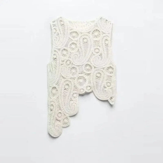 CHICEVER Round Neck Sleeveless Cold Shoulder Irregular Hem Knitted Tops Vest For Women