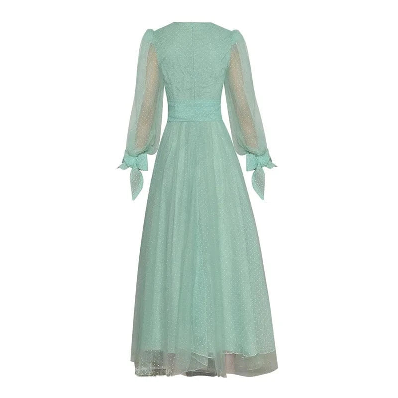 CHICEVER V Neck Long Sleeve High Waist Solid Loose A Line Dresses Long Sleeve Bodycon Dress