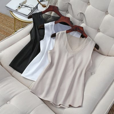 Chiffon Top Shirt Women's Black Shirt Summer Elegant Corset Vintage Office Plus Size Satin Silk Shirt