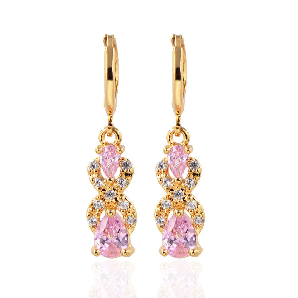 China Earrings CLASSIC Alloy Zircon Drop Earrings Stud Earrings Fine Jewelry Earring for Women Pink Party Jewelry Copper Alloy