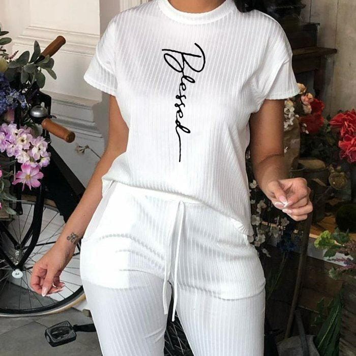 China Factory Wholesale  Women's Clothing Elastic Fashion Casual Two Piece Set