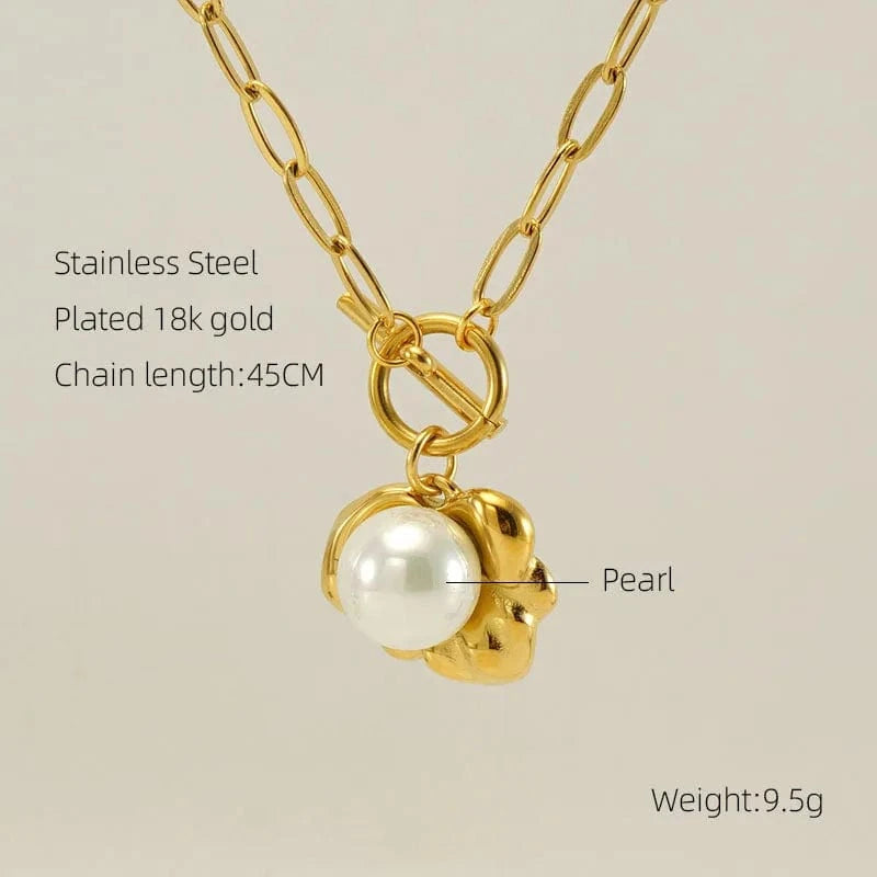 China wholesale zircon Pendant Low price fashion 18K Gold plating stainless steel necklace fresh water pearl Malachite necklace