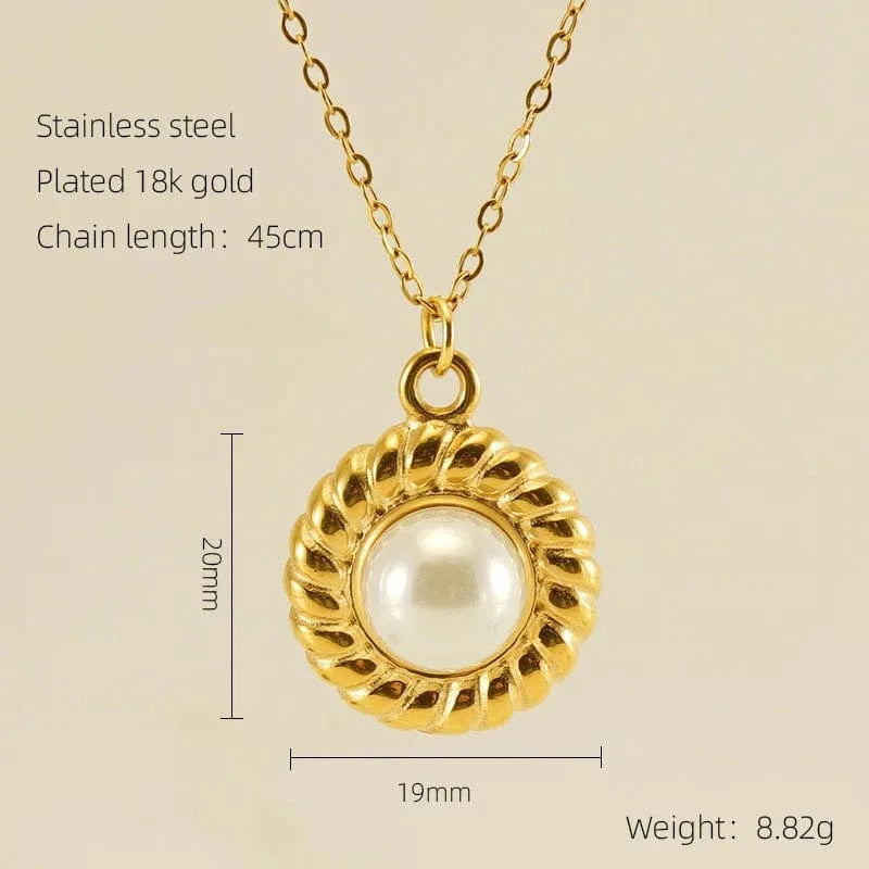 China wholesale zircon Pendant Low price fashion 18K Gold plating stainless steel necklace fresh water pearl Malachite necklace