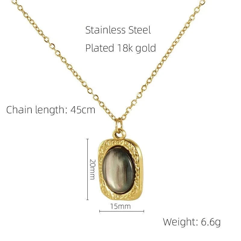 China wholesale zircon Pendant Low price fashion 18K Gold plating stainless steel necklace fresh water pearl Malachite necklace