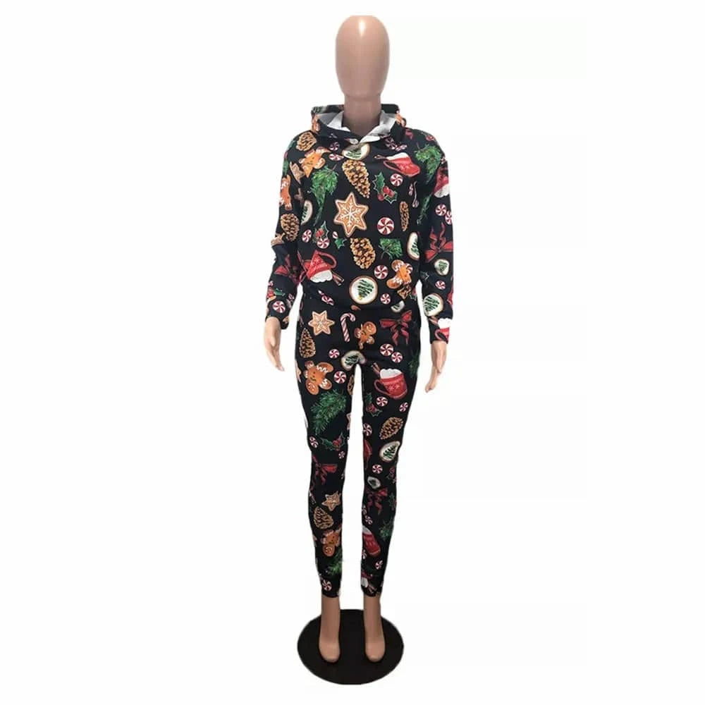 Christmas Clothes Adults Winter 2 Piece Jogger Sets Pants Sweatshirt Two Piece Jogging Suit Sweatpants and Hoodie Outfits