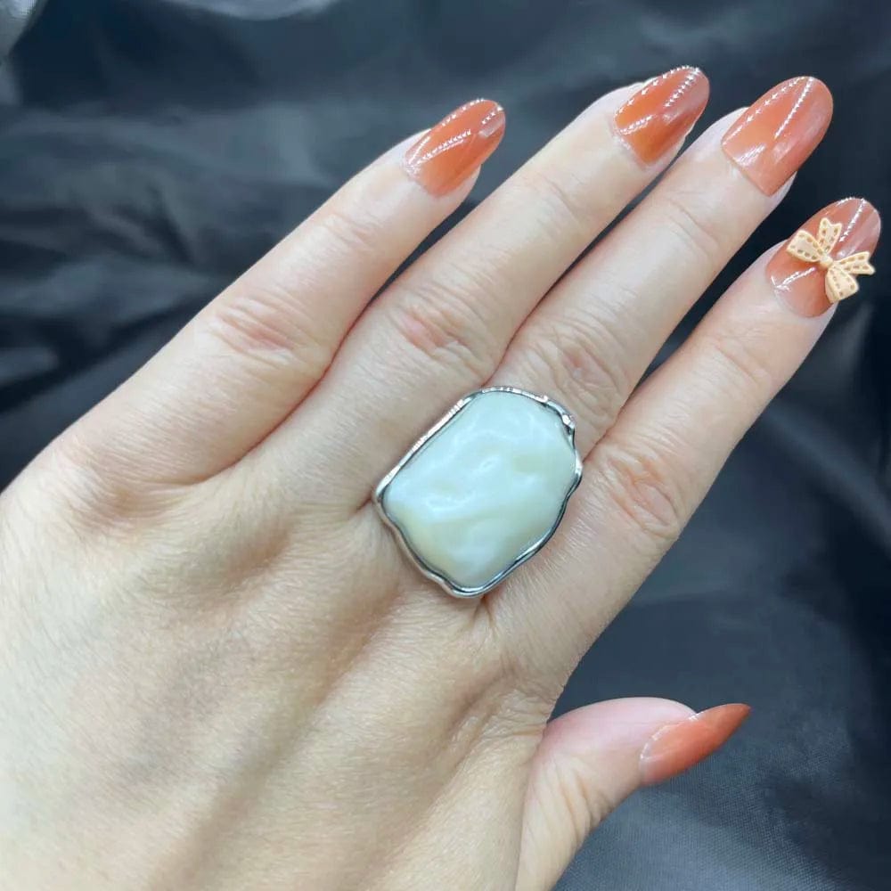 classic / 10 / silver Latest Design White Shell Alloy Gold Plated Ring Regular Size African Ladies Rings Anniversary Wedding Party Costume Accessories