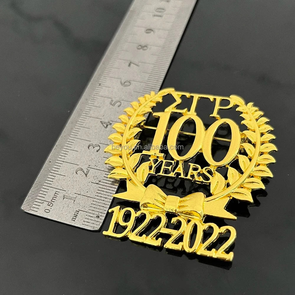 classic / 1922-2022 / Other High Quality Stylish Party Crystal Women 1922-2022 Lapel Pin Sigma Gamma Rho 100 Years Golden Plating Brooches Jewelry
