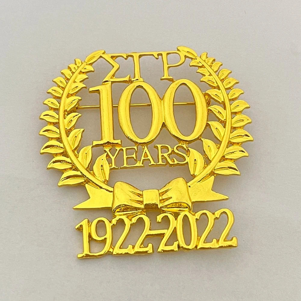 classic / 1922-2022 / Other High Quality Stylish Party Crystal Women 1922-2022 Lapel Pin Sigma Gamma Rho 100 Years Golden Plating Brooches Jewelry