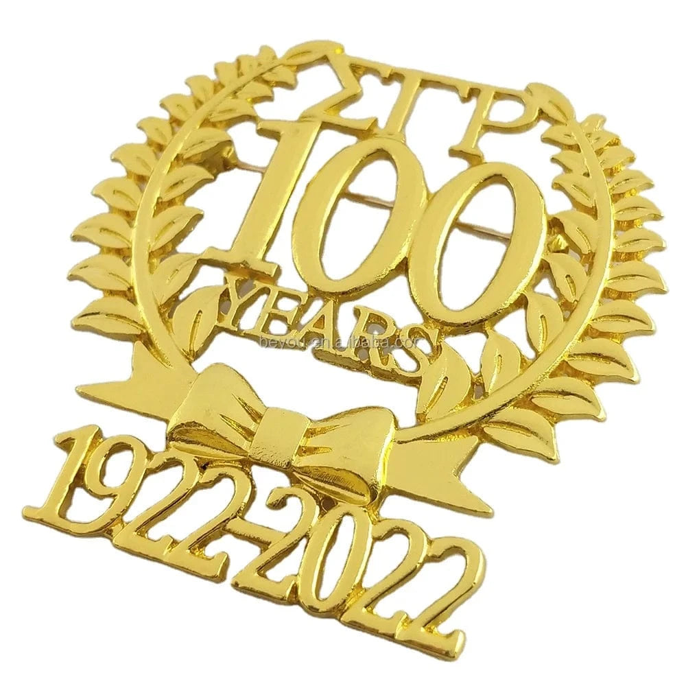 classic / 1922-2022 / Other High Quality Stylish Party Crystal Women 1922-2022 Lapel Pin Sigma Gamma Rho 100 Years Golden Plating Brooches Jewelry