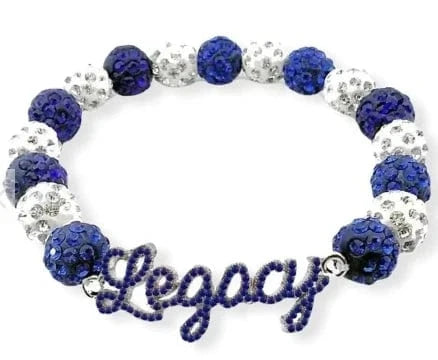 classic / 19CM / blue and white Green Pink Greek Letter Finer Sorority Bling Rhinestones Legacy Bracelet Jewelry For Girl Women Gift