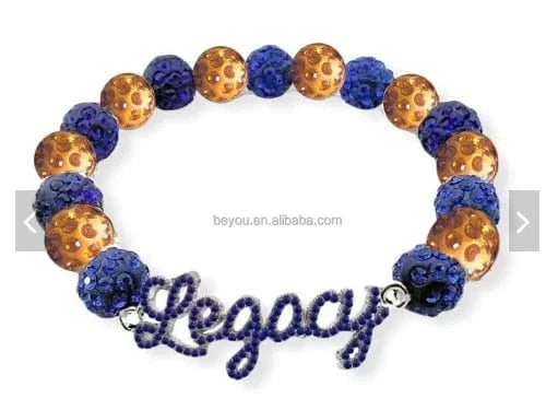 classic / 19CM / blue and yellow Green Pink Greek Letter Finer Sorority Bling Rhinestones Legacy Bracelet Jewelry For Girl Women Gift