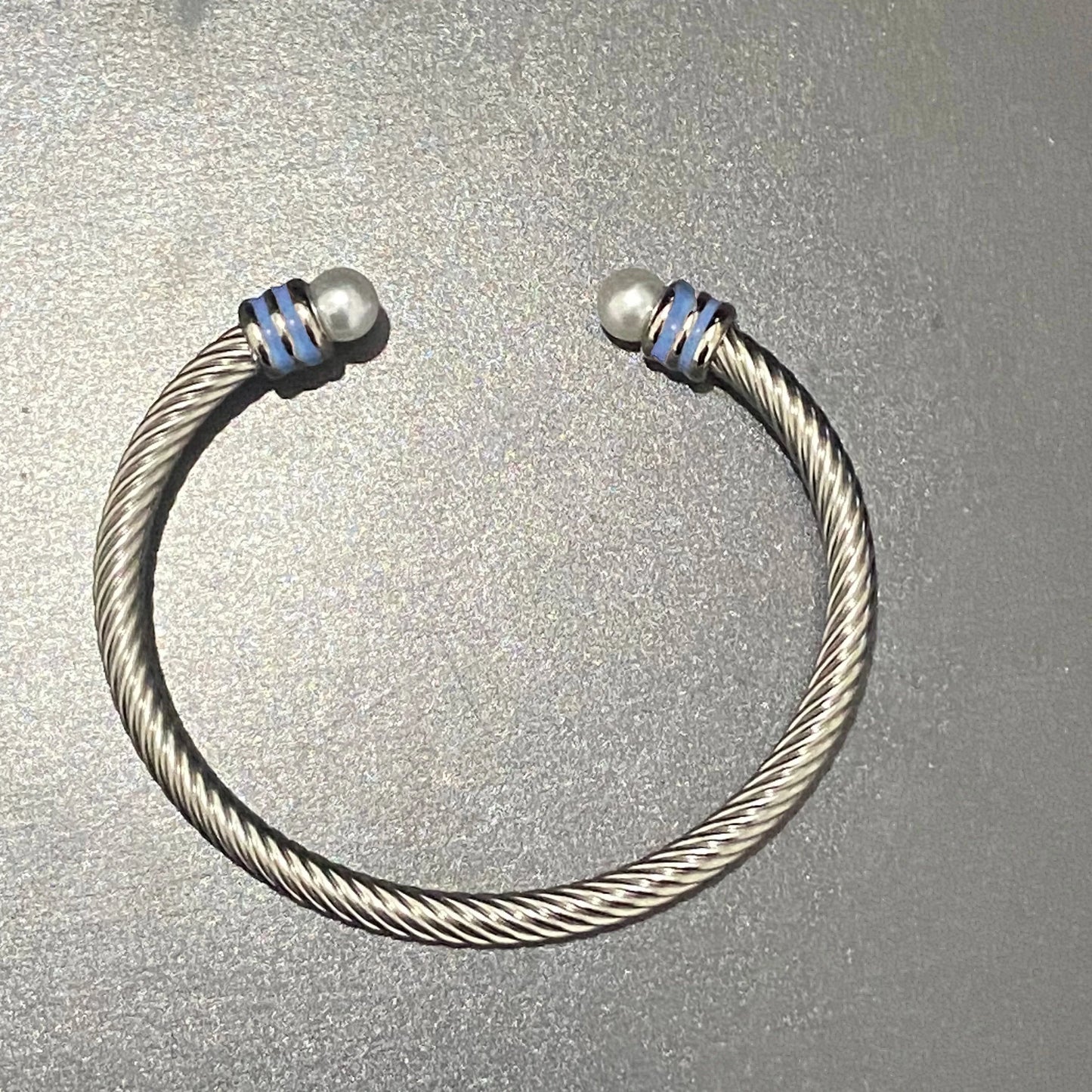 classic / 19CM / Blue blue All Pink Custom Stainless Steel Enamel Open Cable Bangle Bracelet for Girls