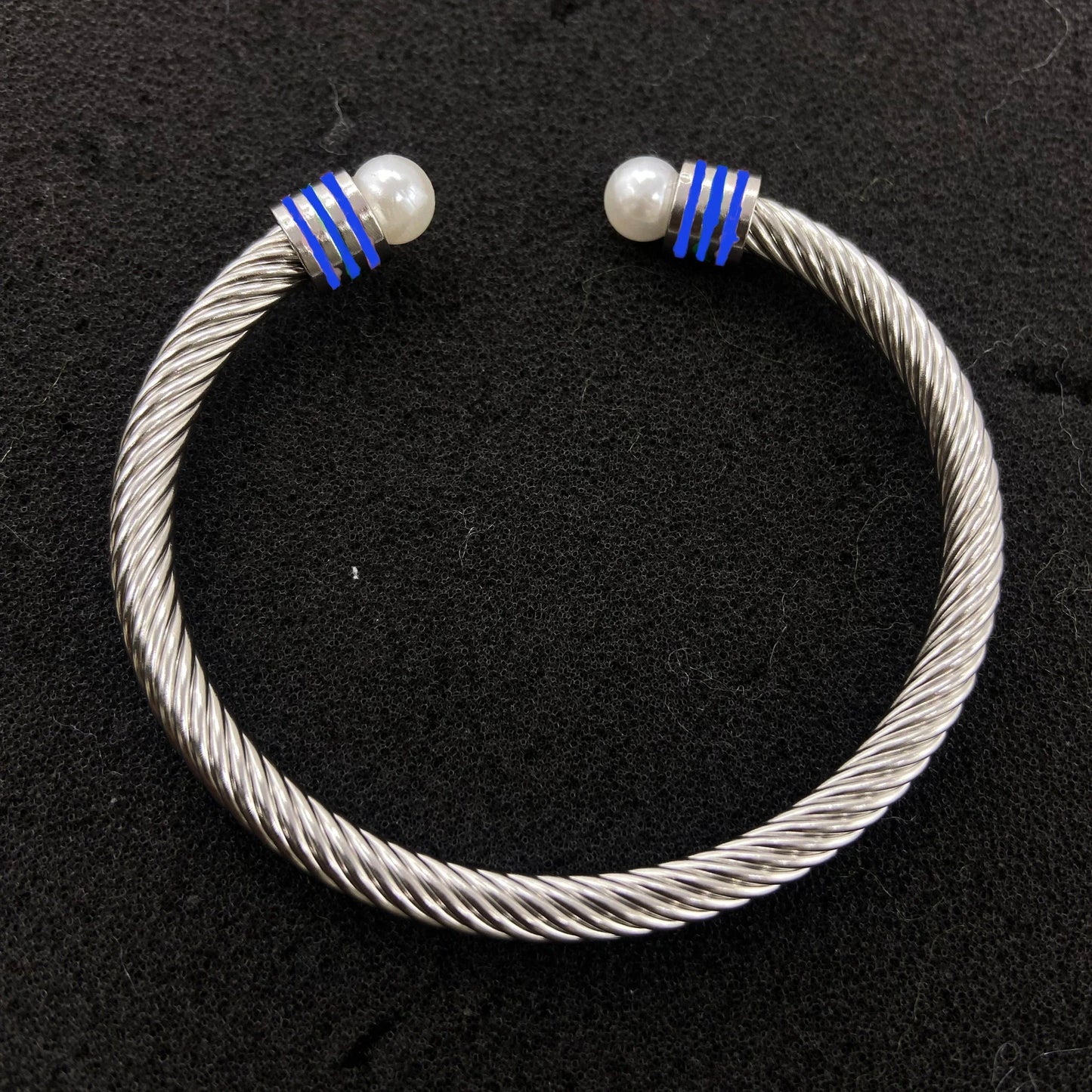 classic / 19CM / Blue blue blue All Pink Custom Stainless Steel Enamel Open Cable Bangle Bracelet for Girls