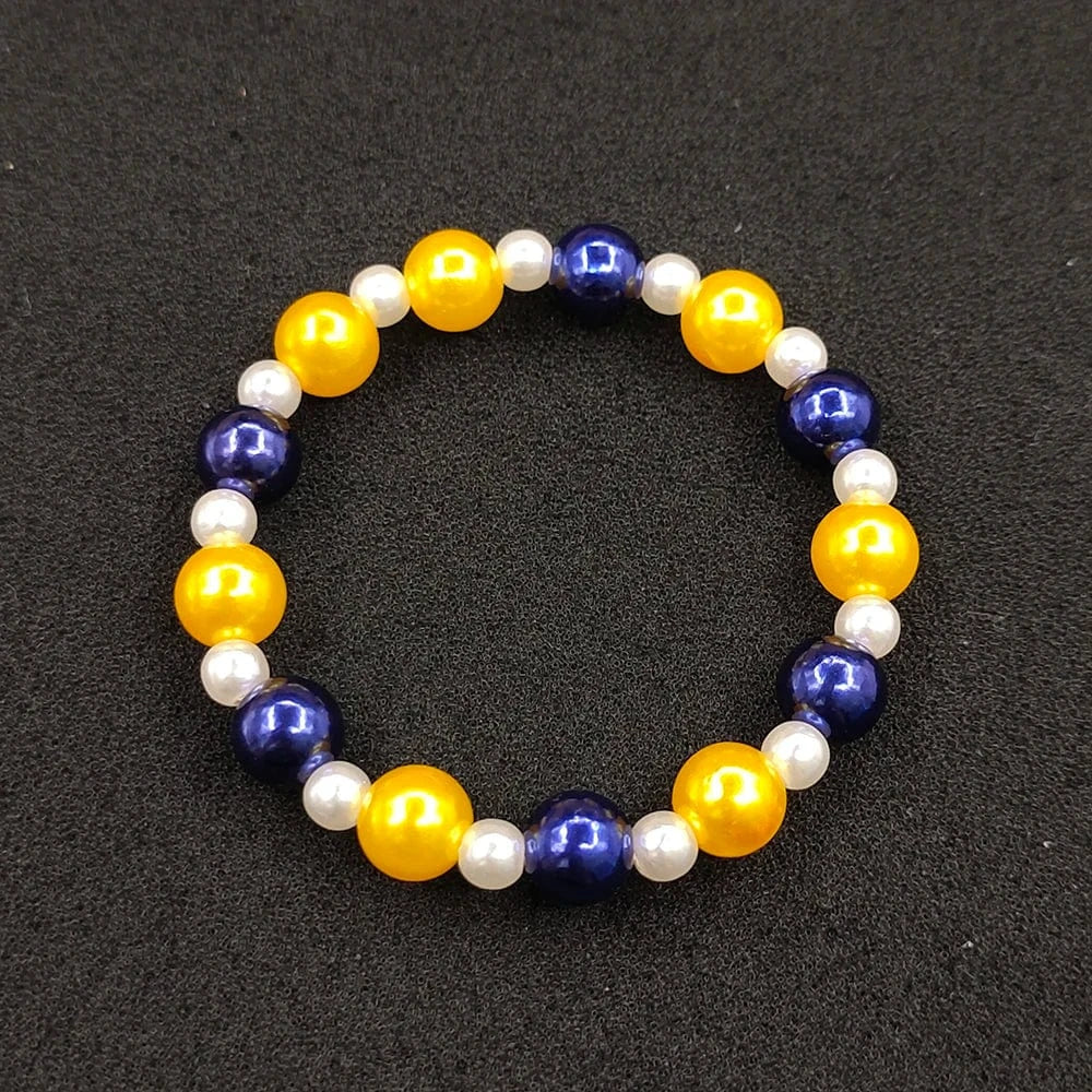 classic / 19CM / Blue yellow Customized Colorful Round Beads White Pearl Bracelet Bangle Jewelry Accessories Ladies'Party Gift Wholesale