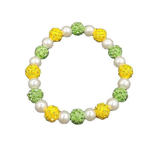 classic / 19CM / green yellow Chi Eta Phi Handmade Greek Society XHP High Quality Pearl Bead Bracelet Green Yellow Shambhala Beads Bangle Jewelry Accessories