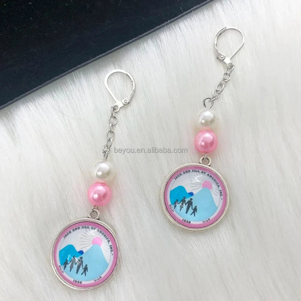 classic / 19CM / jj Custom Adjustable Greek Pink Blue Beads Jack and Jill Circular Flower Family 1938 Charm Bracelet Bracelets Accessories
