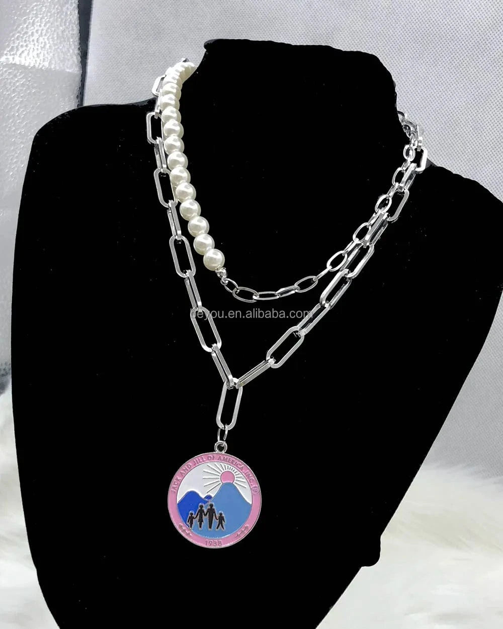 classic / 19CM / jj Custom Adjustable Greek Pink Blue Beads Jack and Jill Circular Flower Family 1938 Charm Bracelet Bracelets Accessories