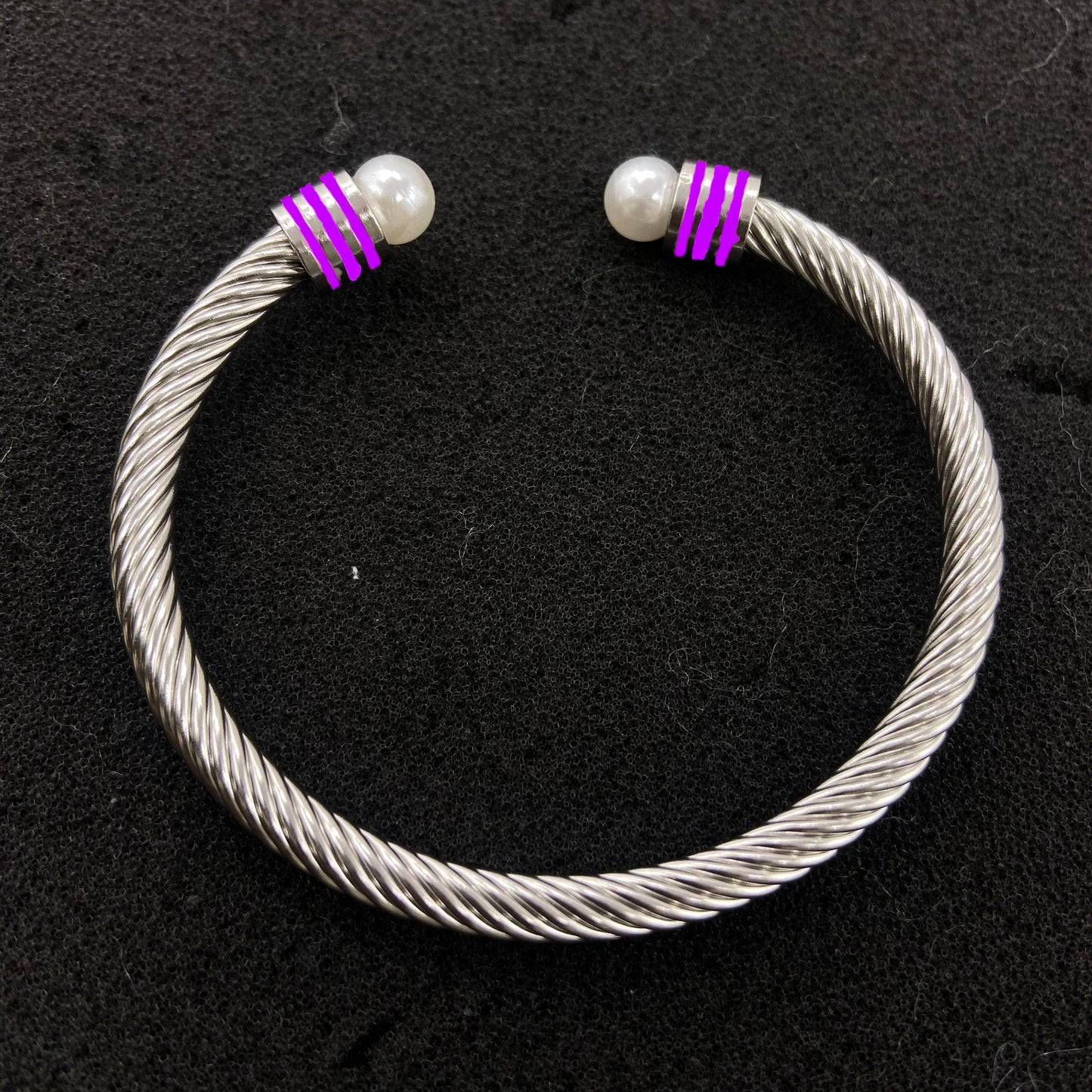 classic / 19CM / Purple Purple Purple Delta Inspiration DST Custom Stainless Steel Purple Enamel Open Cable Bangle Bracelet