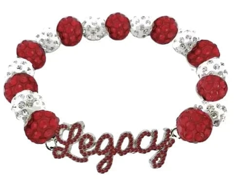 classic / 19CM / red and white Green Pink Greek Letter Finer Sorority Bling Rhinestones Legacy Bracelet Jewelry For Girl Women Gift