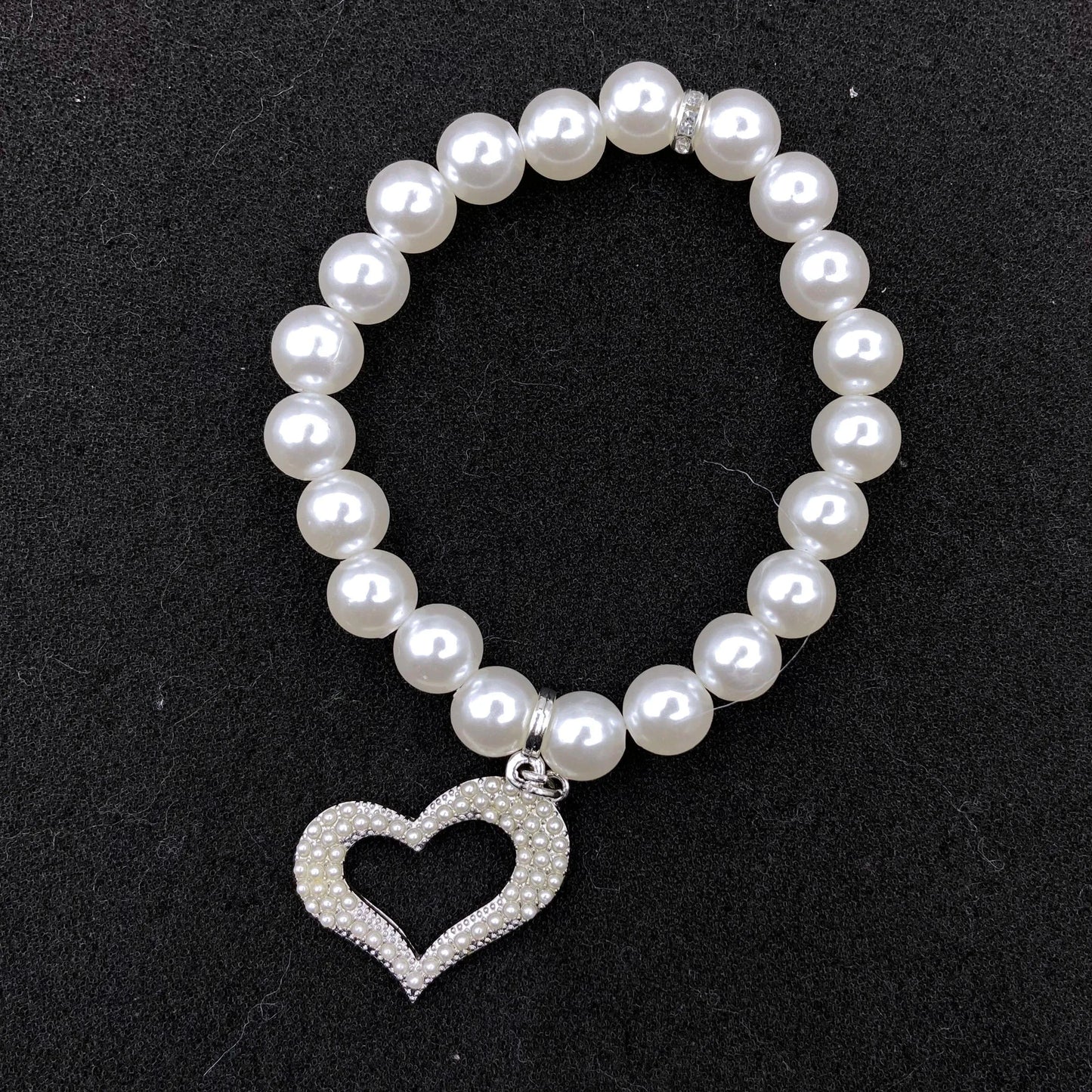 classic / 19CM / White Zeta Phi Beta Custom Handmade Irregular Blue Square Beaded Bracelets White Pearl Chain Heart Pendant ZPB Bracelet SetJewelry