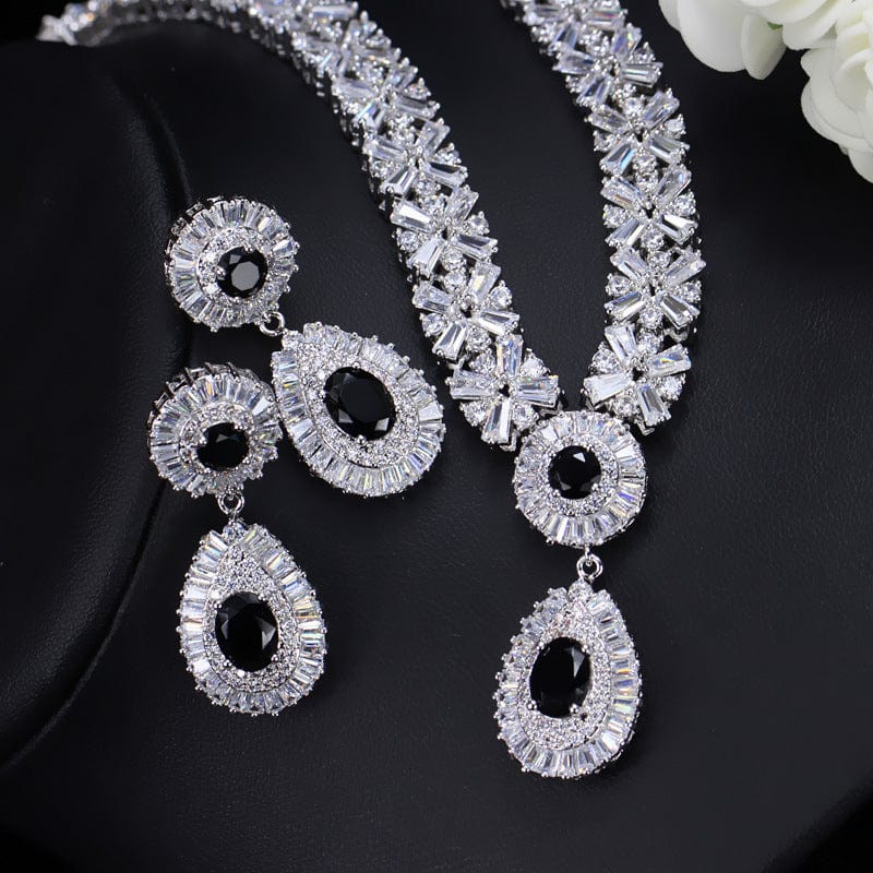 Classic Bridal Jewelry Set Bling Waterdrop Zirconia Jewelry Necklace Set