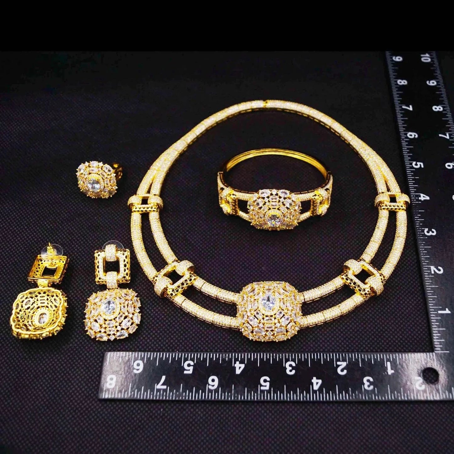 classic / can be adjusted / As the picture American Diamond Jewelry Set High quality Zircons Jewellery African Fashion Women Party Wedding Dating Gift Costume Accessories