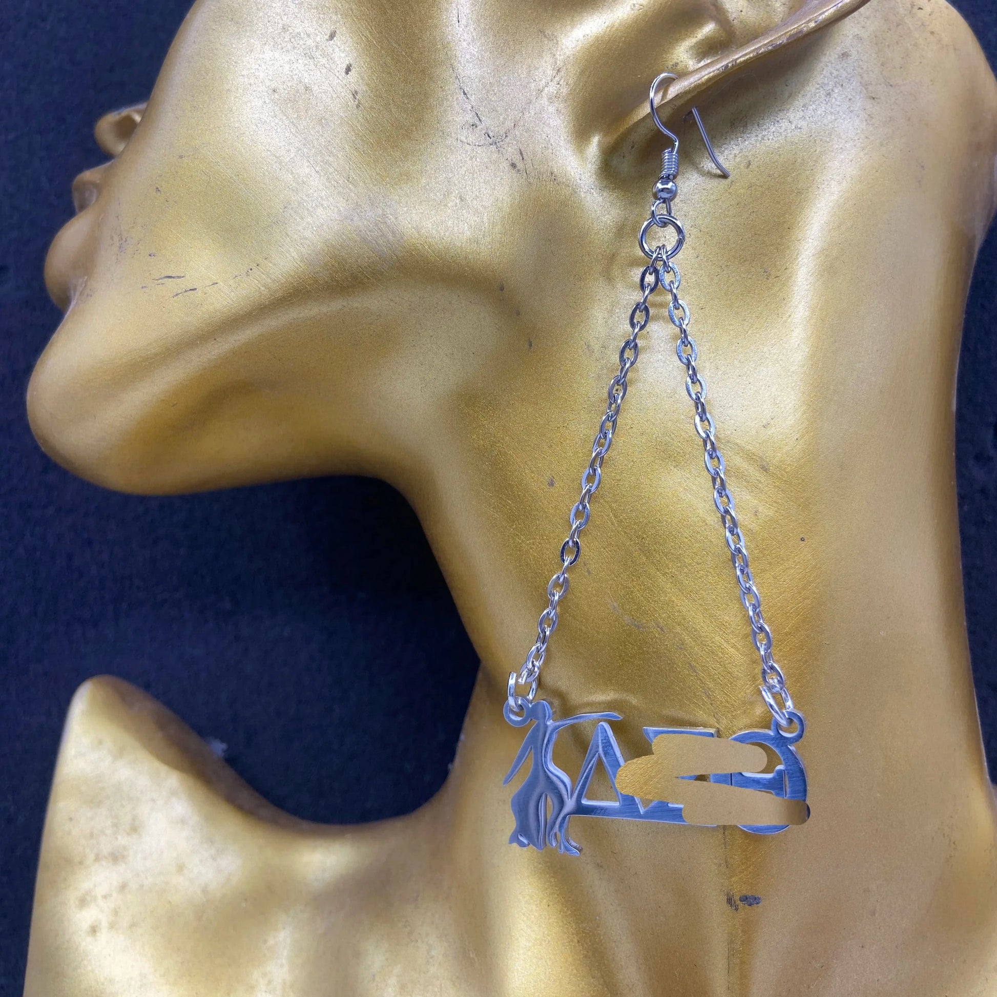 classic / classic / dst Delta DST Greek Letter with Girl Stainless Steel Charm Drop Dangle Earrings Jewelry