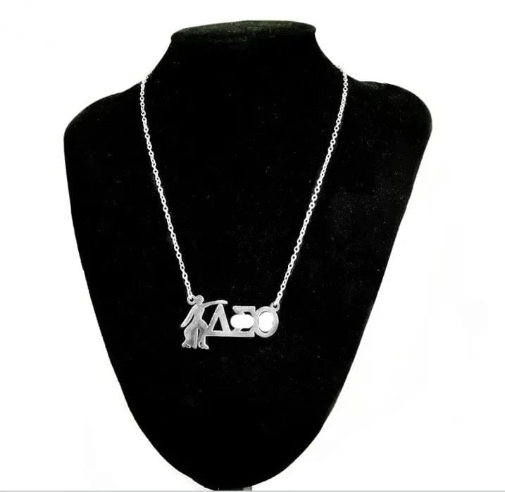 classic / classic / necklace Delta DST Greek Letter with Girl Stainless Steel Charm Drop Dangle Earrings Necklace Set Jewelry