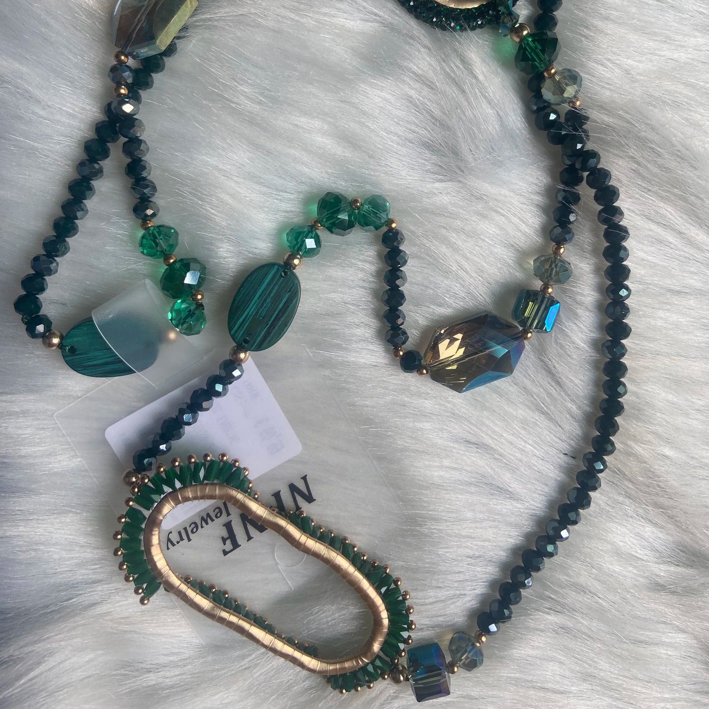 classic / green New Women Boho Gemstone Necklace Green and Brown Beads Long Soldered Crystal Vintage Pendant Fashion Jewelry Necklaces on Stock