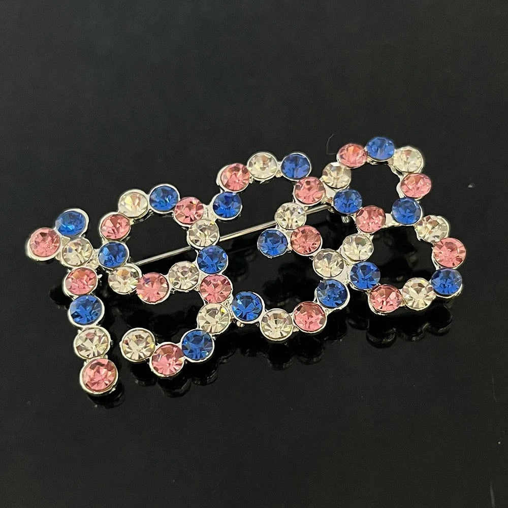 classic / Pink blue crystal / Other Greek Sorority Jack&Jill Sisters Three Layers Pearl Brooch 1938 Gift Brooch for Women