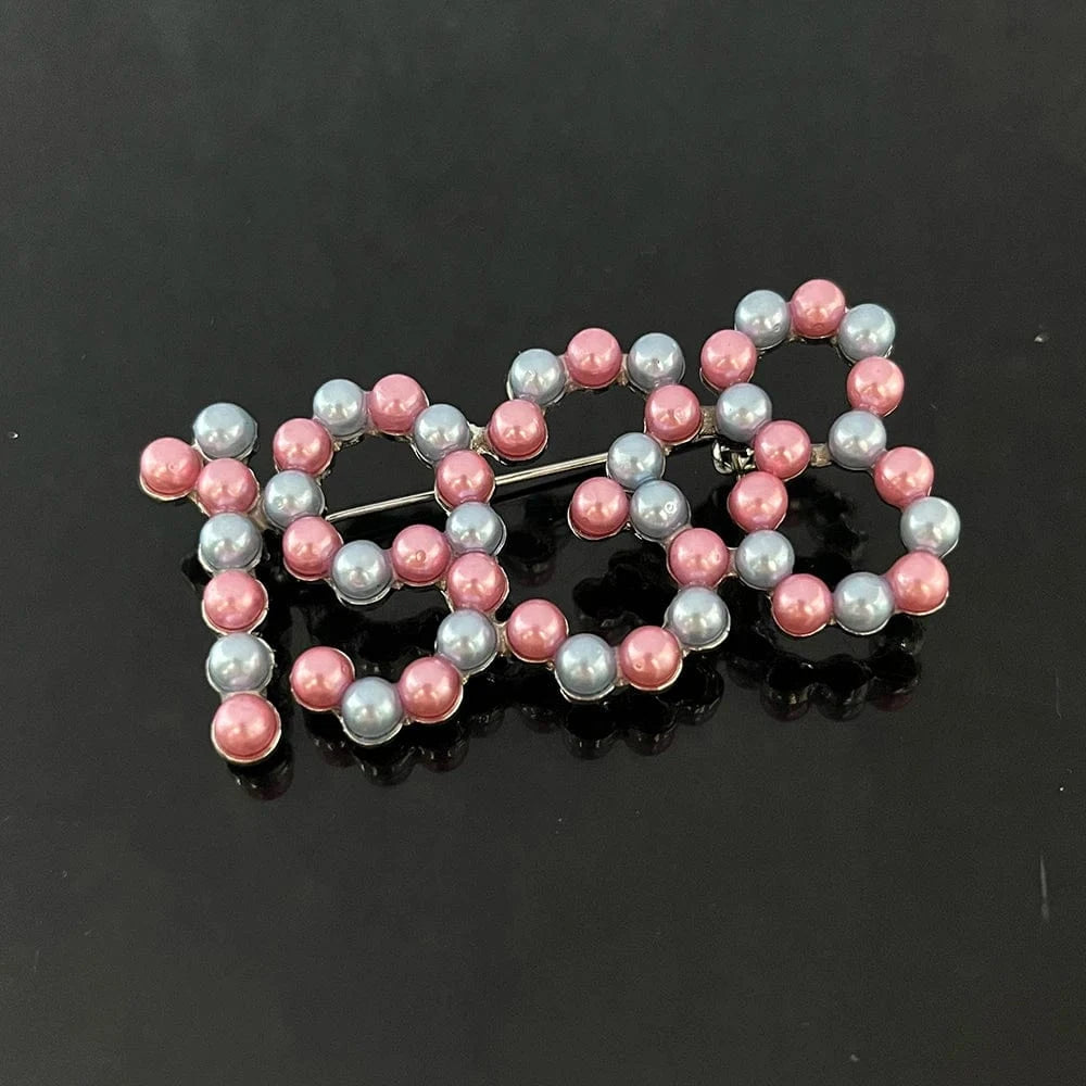 classic / Pink blue pearl / Other Greek Sorority Jack&Jill Sisters Three Layers Pearl Brooch 1938 Gift Brooch for Women