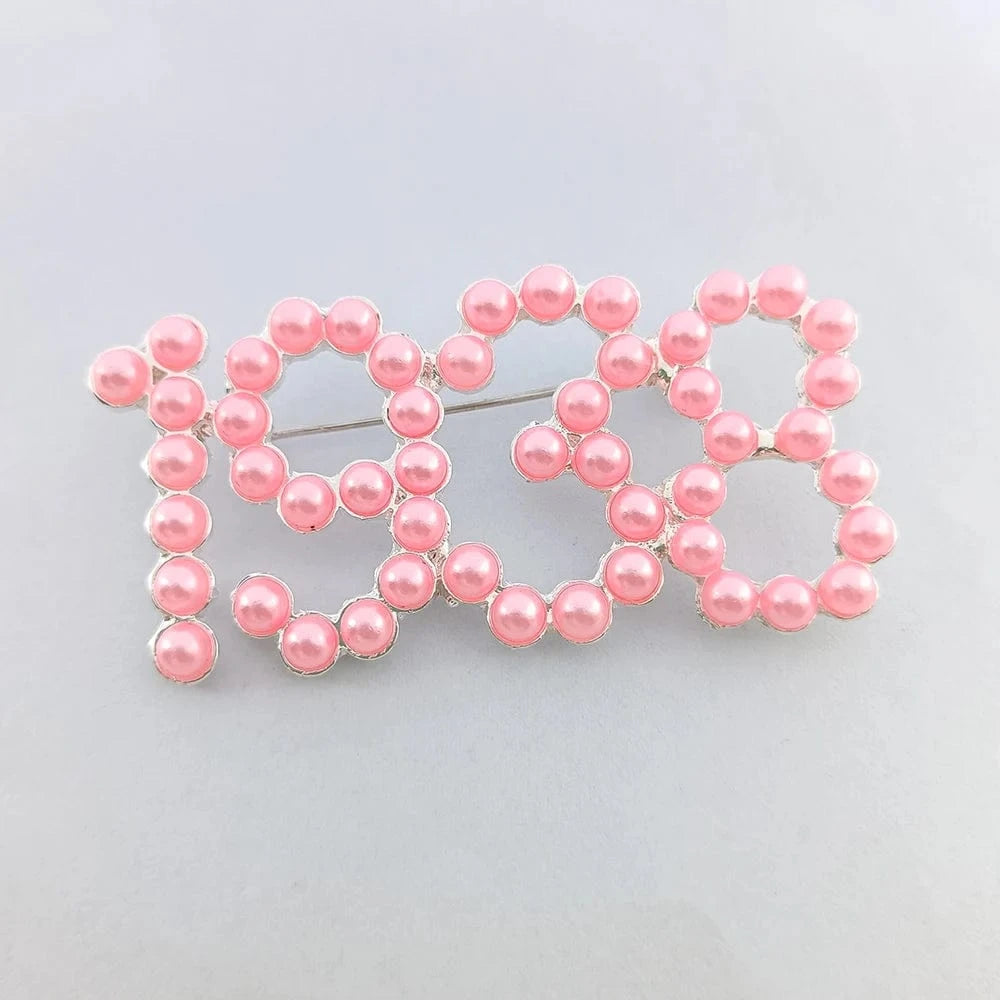 classic / Pink pearl / Other Greek Sorority Jack&Jill Sisters Three Layers Pearl Brooch 1938 Gift Brooch for Women