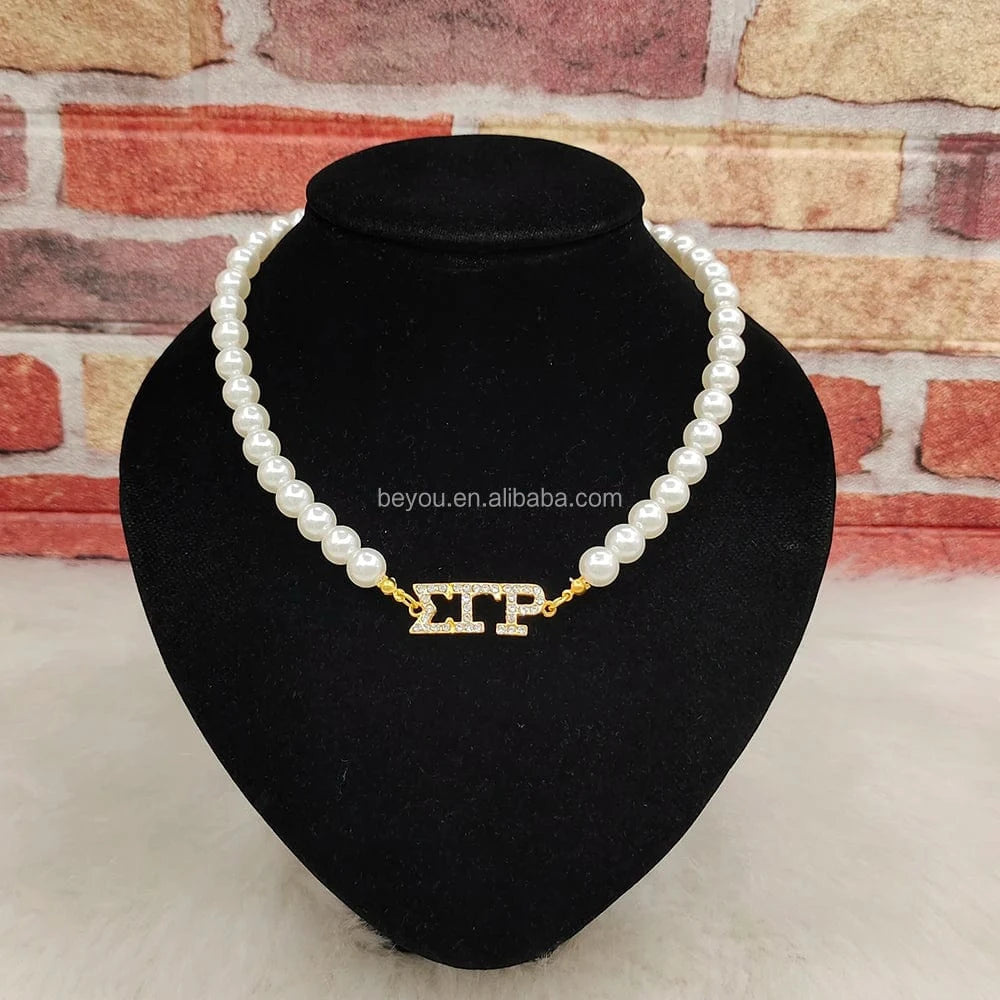 classic / silver High Quality Customized Iota Phi Lambda Neck Chain Silver Plating Pendant Inlaid Link Necklace Women's Jewelry
