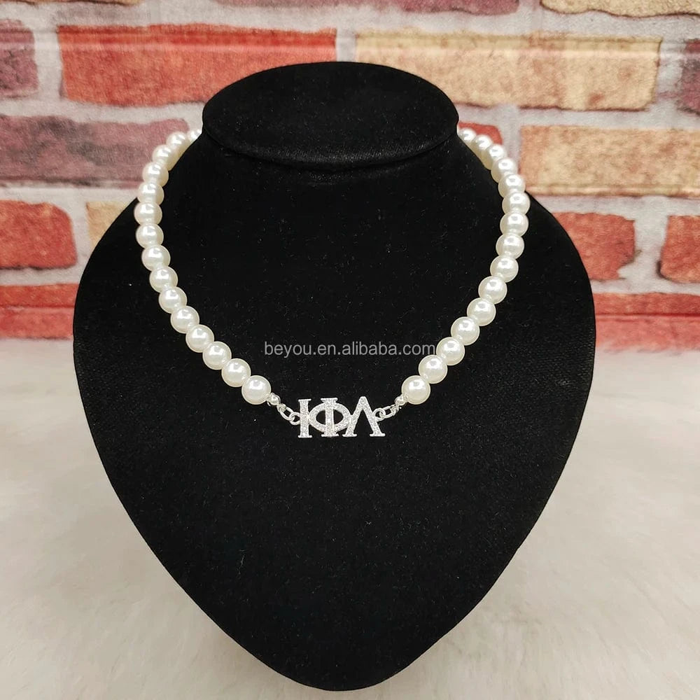 classic / silver High Quality Customized Iota Phi Lambda Neck Chain Silver Plating Pendant Inlaid Link Necklace Women's Jewelry