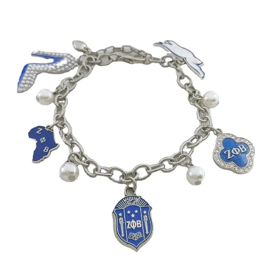 classic / zpb Adjustable Greek Sorority Zeta Phi Beta Letter Chain Pearl ZPB Sign Pendant Charms Women Bracelets Bangle Jewelry Ornament Gifts