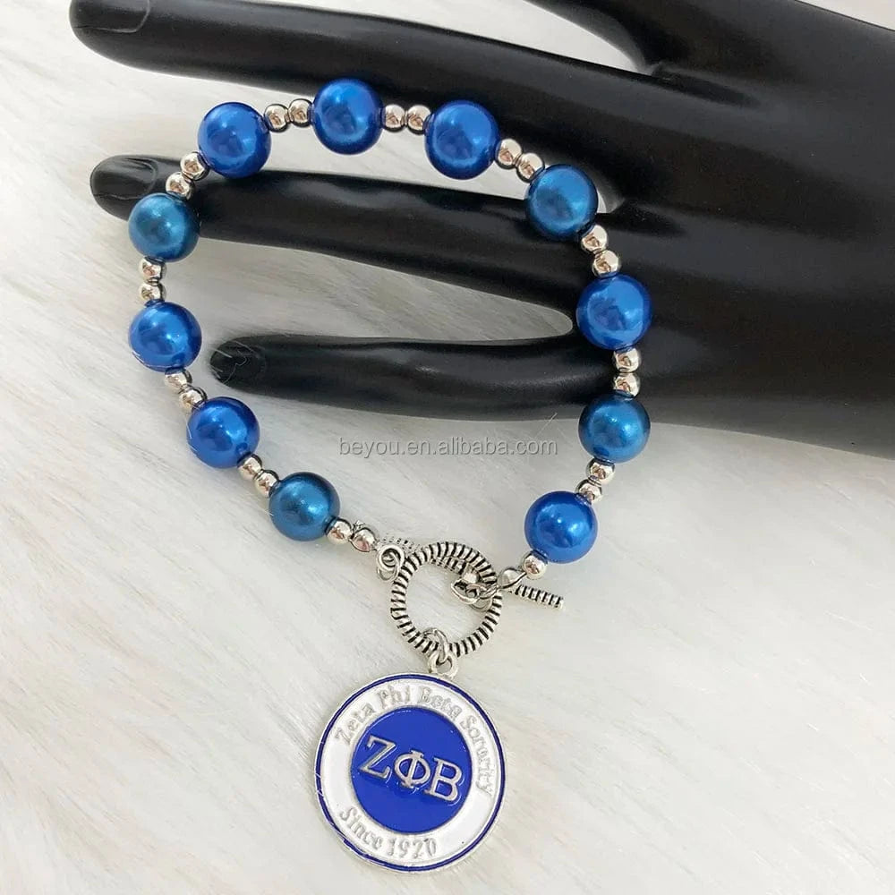 classic / ZPB Custom OT Buckle Chain Factory Handmade ZPB Enamel Pendant Blue Pearl Necklace Clasp Chain Women Fashion Jewelry